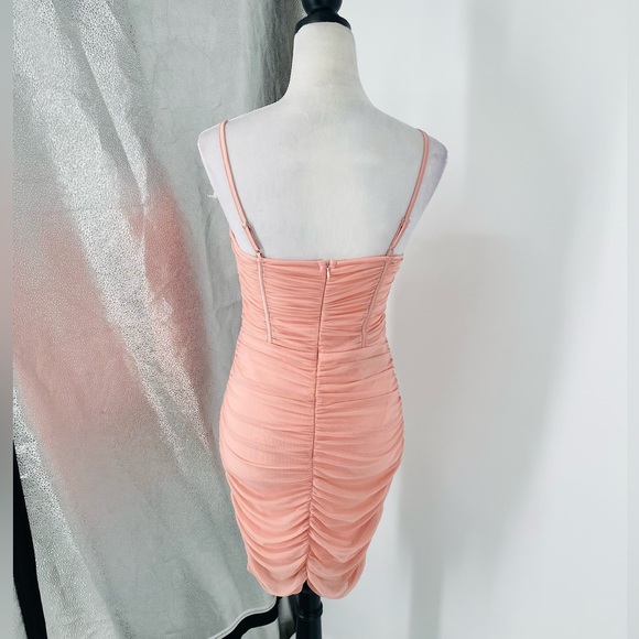 Pink Sleeveless Bustier Ruched Bodycon Mini Dress - Picture 11 of 15